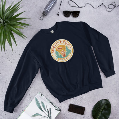 Disc Golf Club retro badge crewneck sweatshirt — Navy, front-right