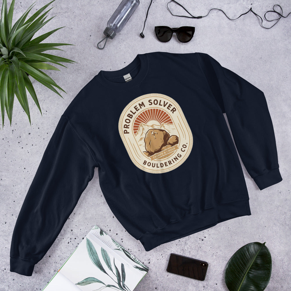 Problem Solver Bouldering Badge crewneck sweatshirt — Navy, front-right