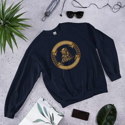 Dice Goblin Hoard Responsibly tabletop RPG crewneck sweatshirt — Navy, front-right