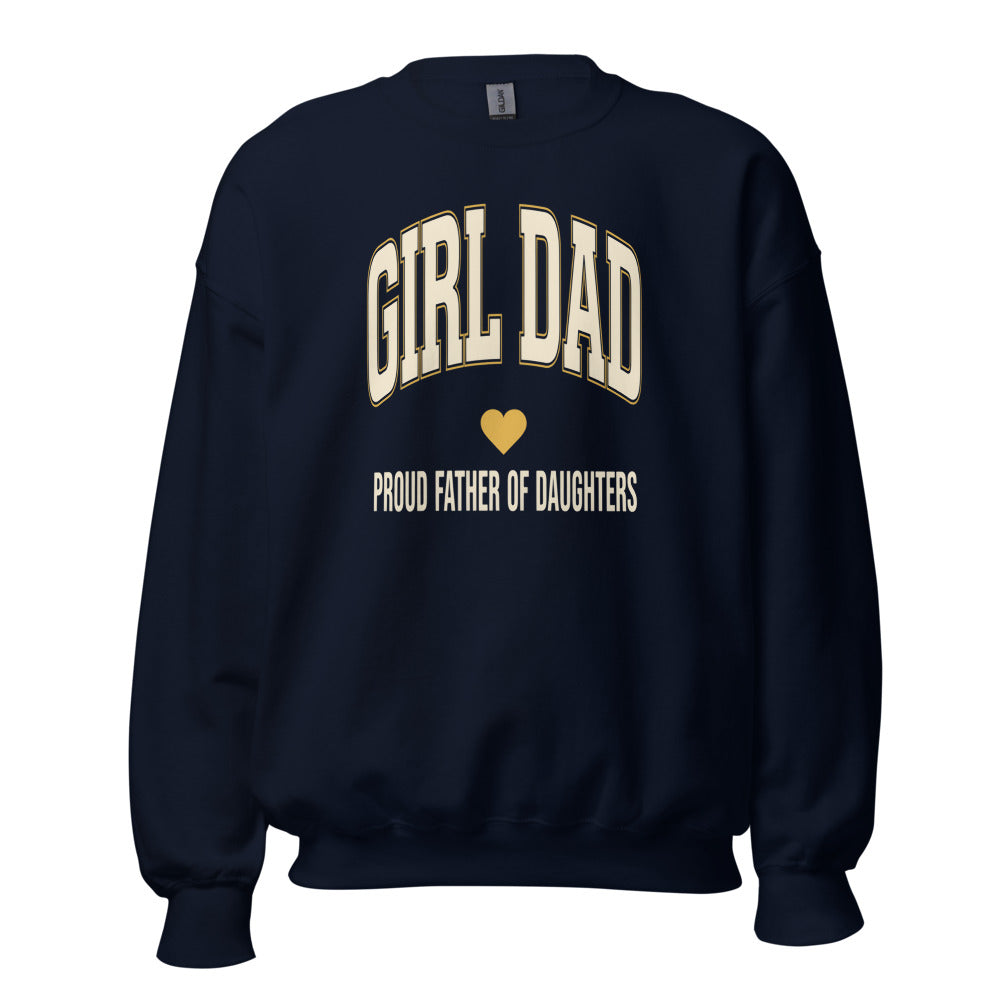 Girl Dad retro varsity crewneck sweatshirt — Navy, front