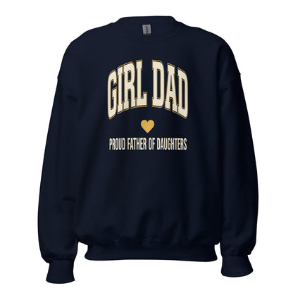 Girl Dad retro varsity crewneck sweatshirt — Navy, front