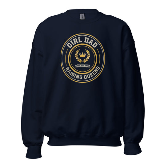 Girl Dad Raising Queens crest crewneck sweatshirt — Navy, front
