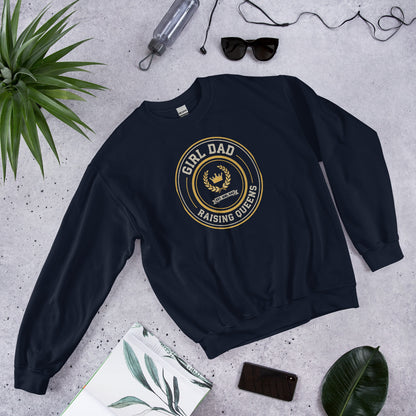 Girl Dad Raising Queens crest crewneck sweatshirt — Navy, front-right