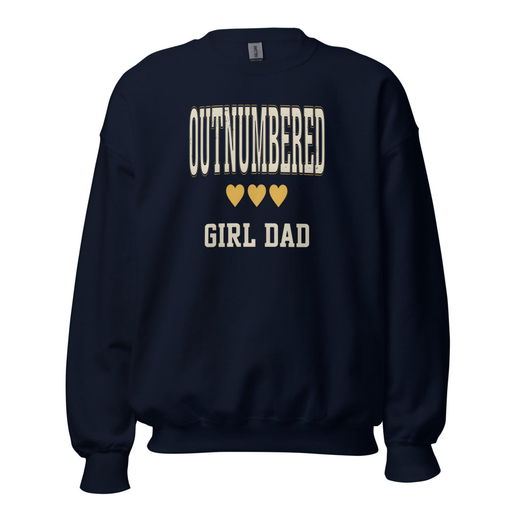 Girl Dad Outnumbered & Proud crewneck sweatshirt — Navy, front