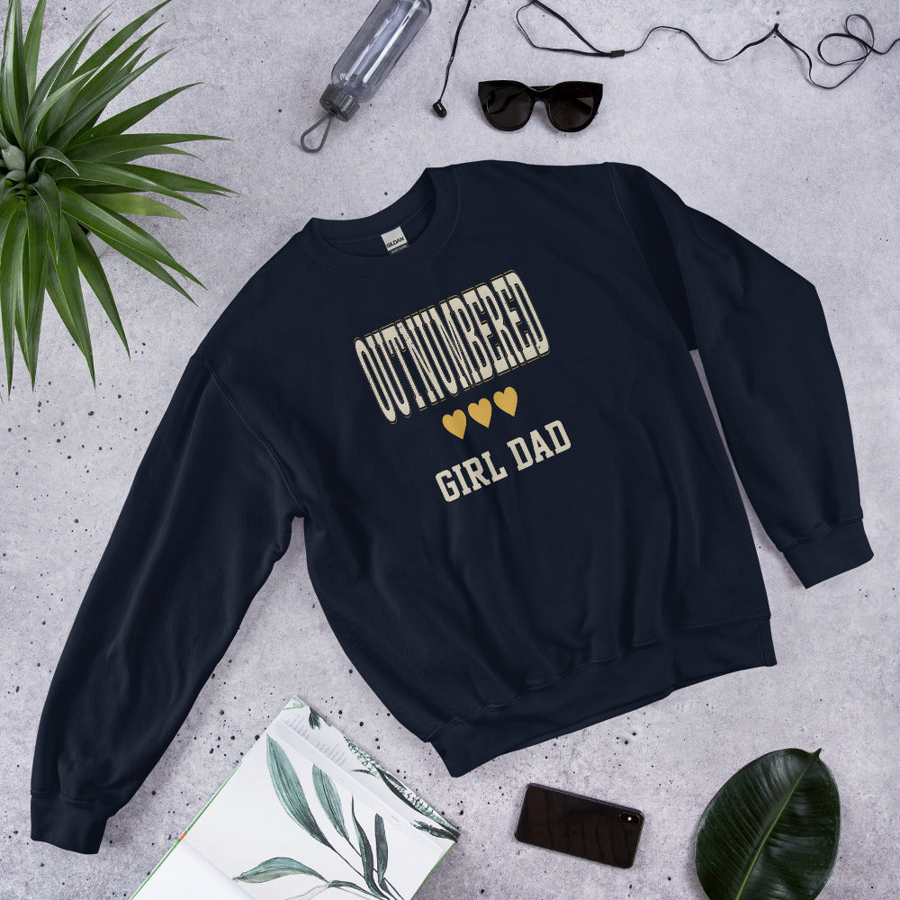 Girl Dad Outnumbered & Proud crewneck sweatshirt — Navy, front-right