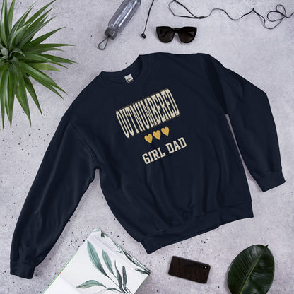 Girl Dad Outnumbered & Proud crewneck sweatshirt — Navy, front-right