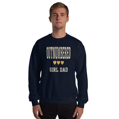 Girl Dad Outnumbered & Proud crewneck sweatshirt — Navy, on model