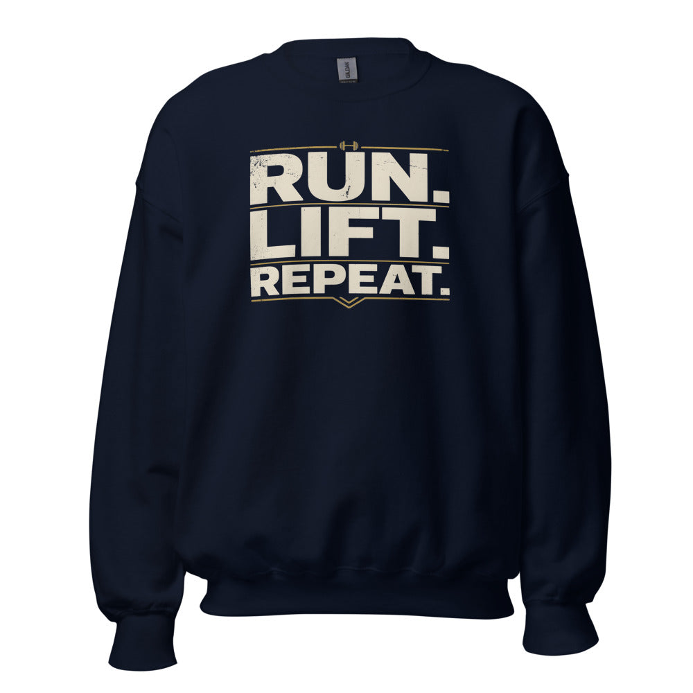 Run Lift Repeat vintage athletic crewneck sweatshirt — Navy, front