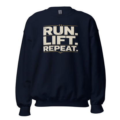 Run Lift Repeat vintage athletic crewneck sweatshirt — Navy, front