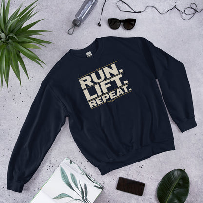 Run Lift Repeat vintage athletic crewneck sweatshirt — Navy, front-right