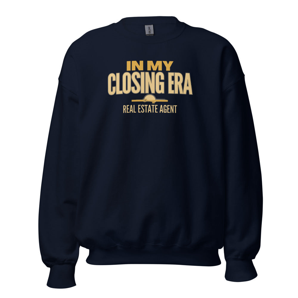 In My Closing Era real estate agent crewneck sweatshirt — Navy, front