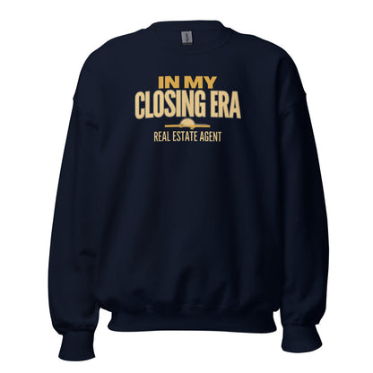 In My Closing Era real estate agent crewneck sweatshirt — Navy, front