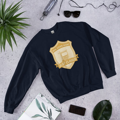 Just Closed real estate agent crewneck sweatshirt — Navy, front-right