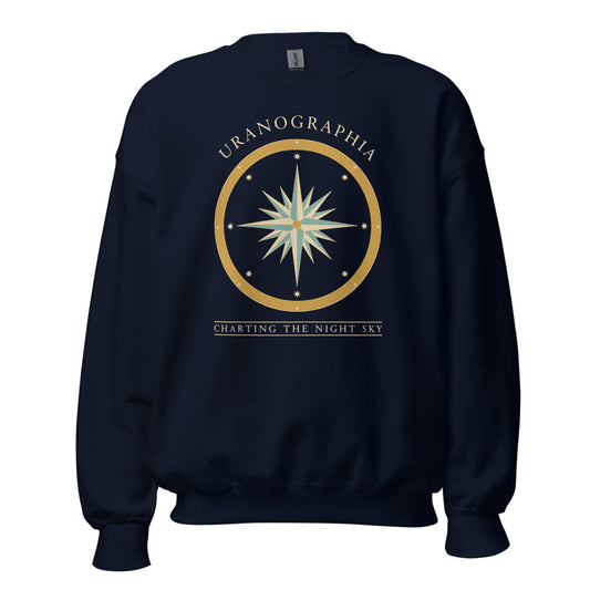 Uranographia vintage celestial chart astronomy crewneck sweatshirt — Navy, front