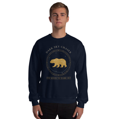 Dark Sky Chaser Ursa Major constellation astronomy sweatshirt — Navy, on model
