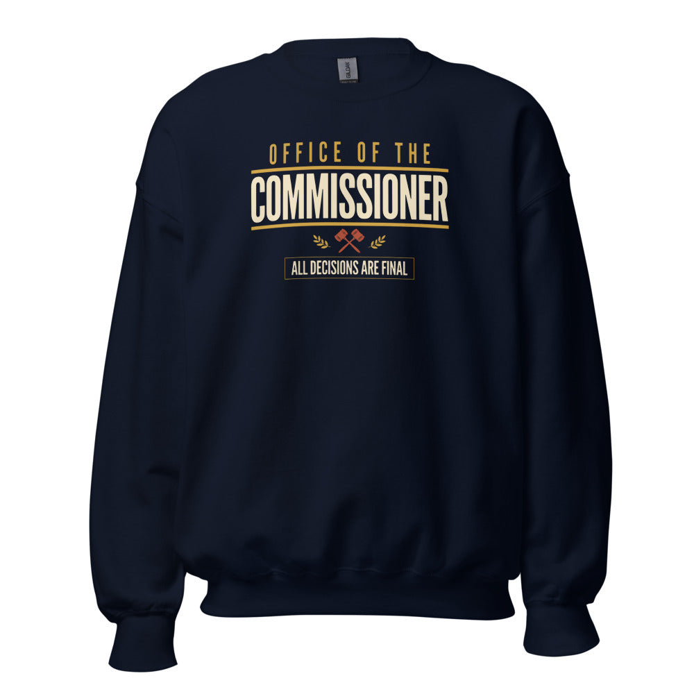 Office of the Commissioner fantasy football draft crewneck sweatshirt — Navy, front