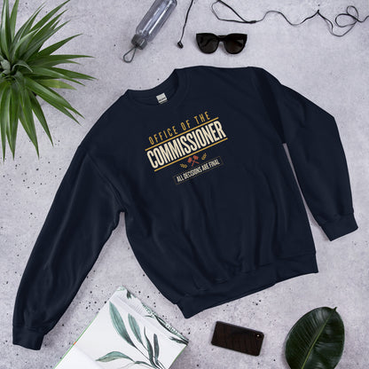 Office of the Commissioner fantasy football draft crewneck sweatshirt — Navy, front-right
