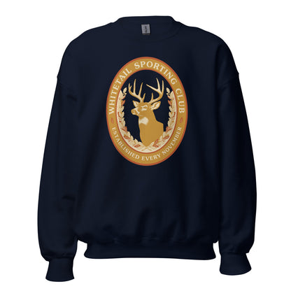 Whitetail Sporting Club vintage deer hunting crewneck sweatshirt — Navy, front