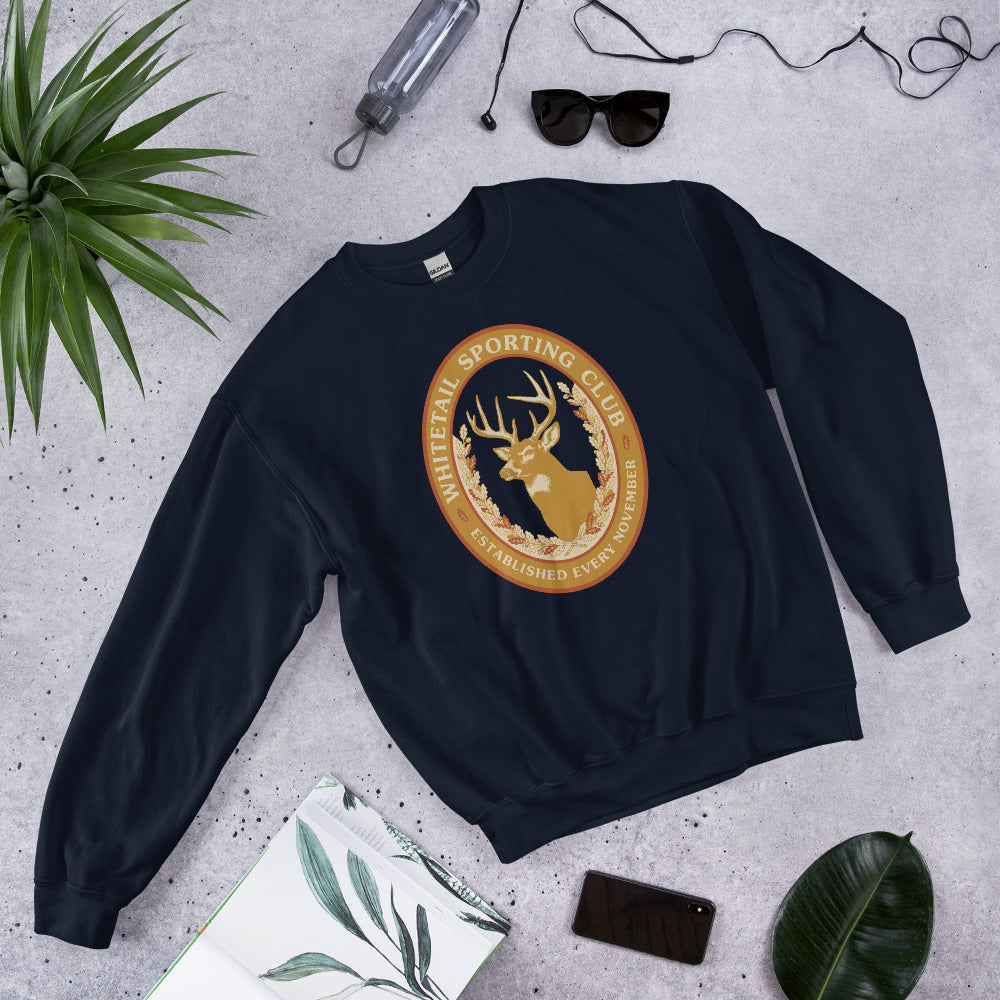 Whitetail Sporting Club vintage deer hunting crewneck sweatshirt — Navy, front-right