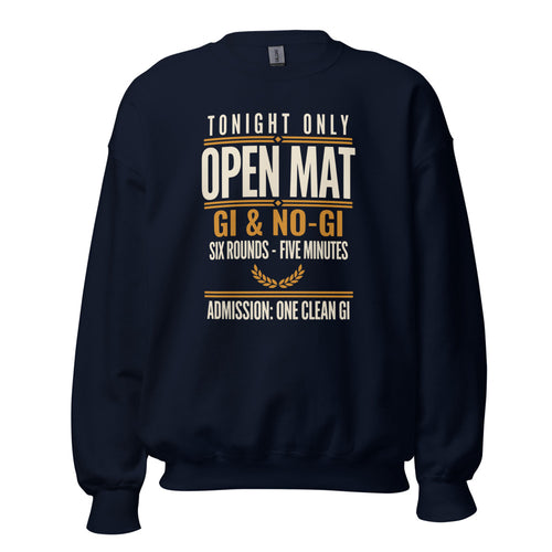 Jiu Jitsu Sweatshirt, BJJ Gift for Him, Brazilian Jiu Jitsu Crewneck - Open Mat Tonight Vintage Fight Bill