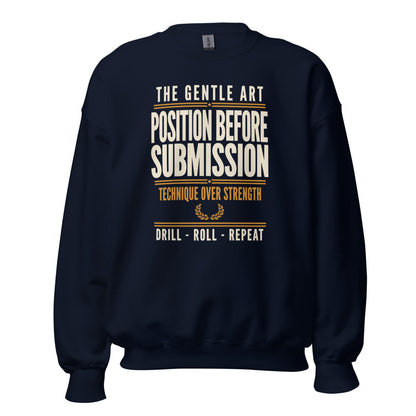 Position Before Submission Brazilian jiu jitsu sweatshirt — Navy, front