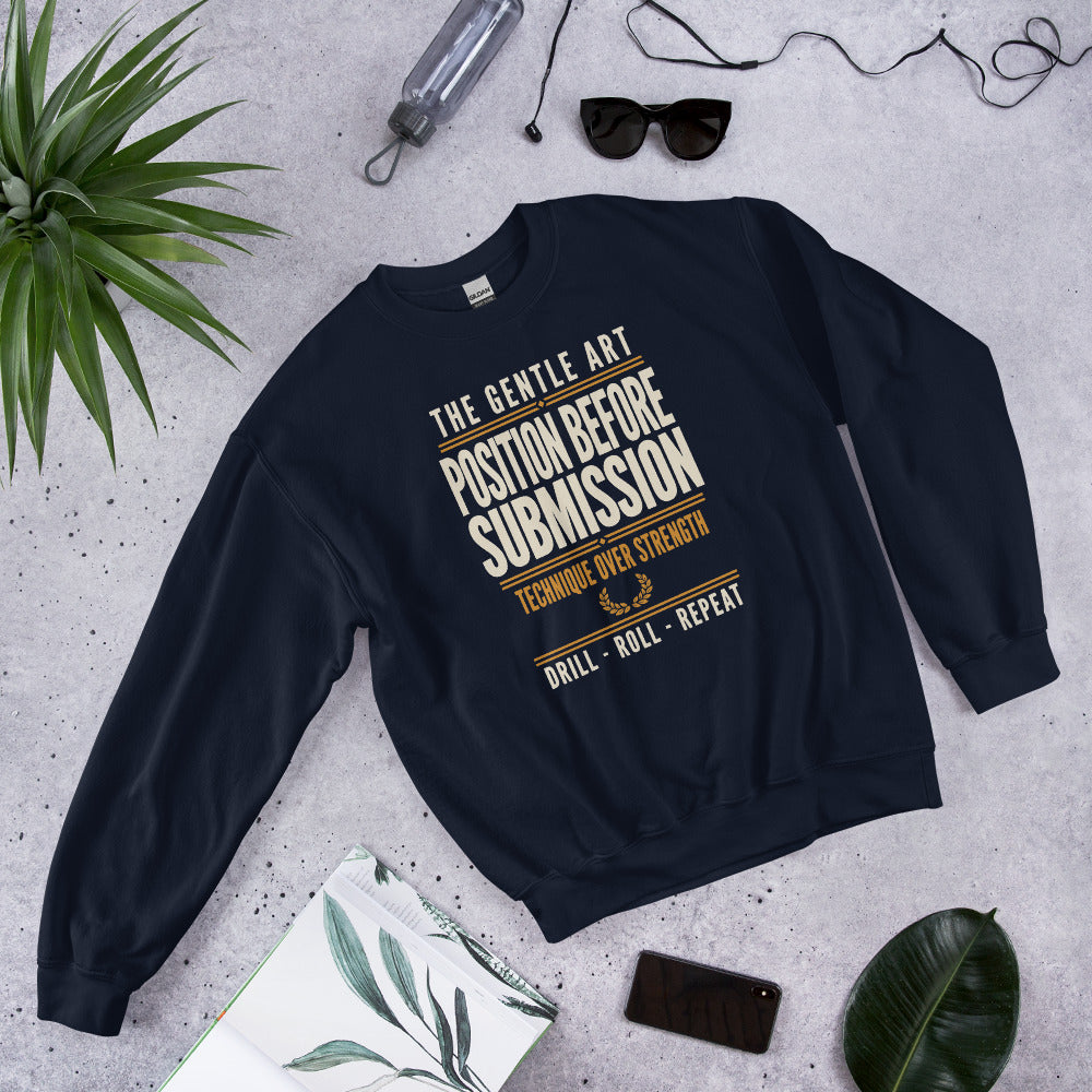 Position Before Submission Brazilian jiu jitsu sweatshirt — Navy, front-right