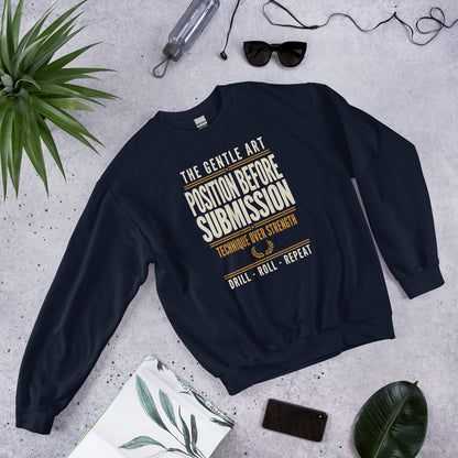 Position Before Submission Brazilian jiu jitsu sweatshirt — Navy, front-right