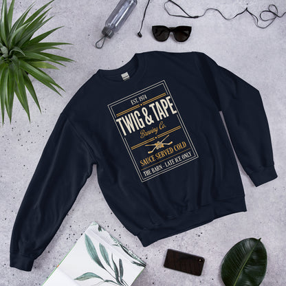 Twig and Tape Brewing Co. beer league hockey crewneck sweatshirt — Navy, front-right