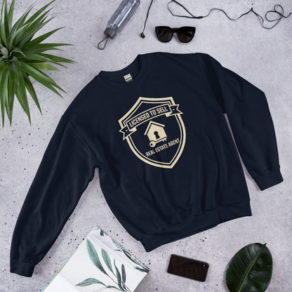 Licensed to Sell real estate agent crewneck sweatshirt — Navy, flat lay
