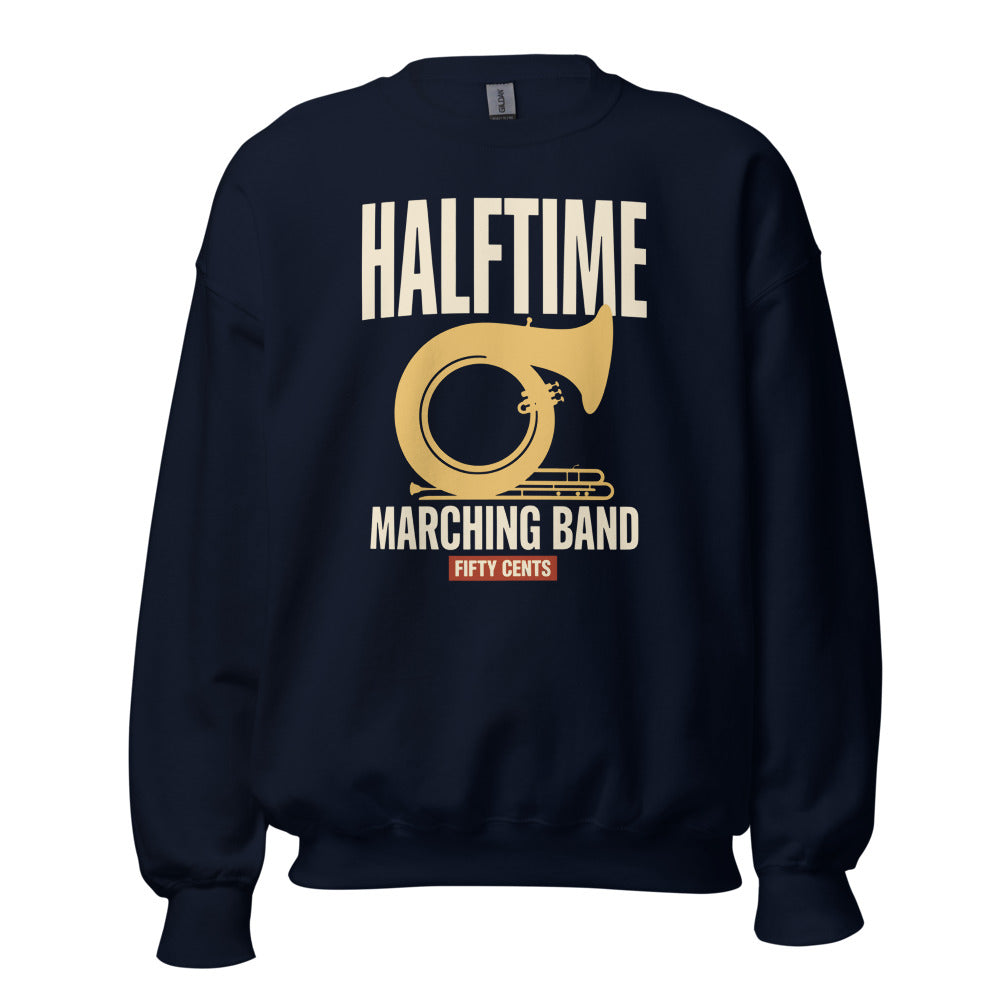 Official Halftime vintage marching band crewneck sweatshirt — Navy, front