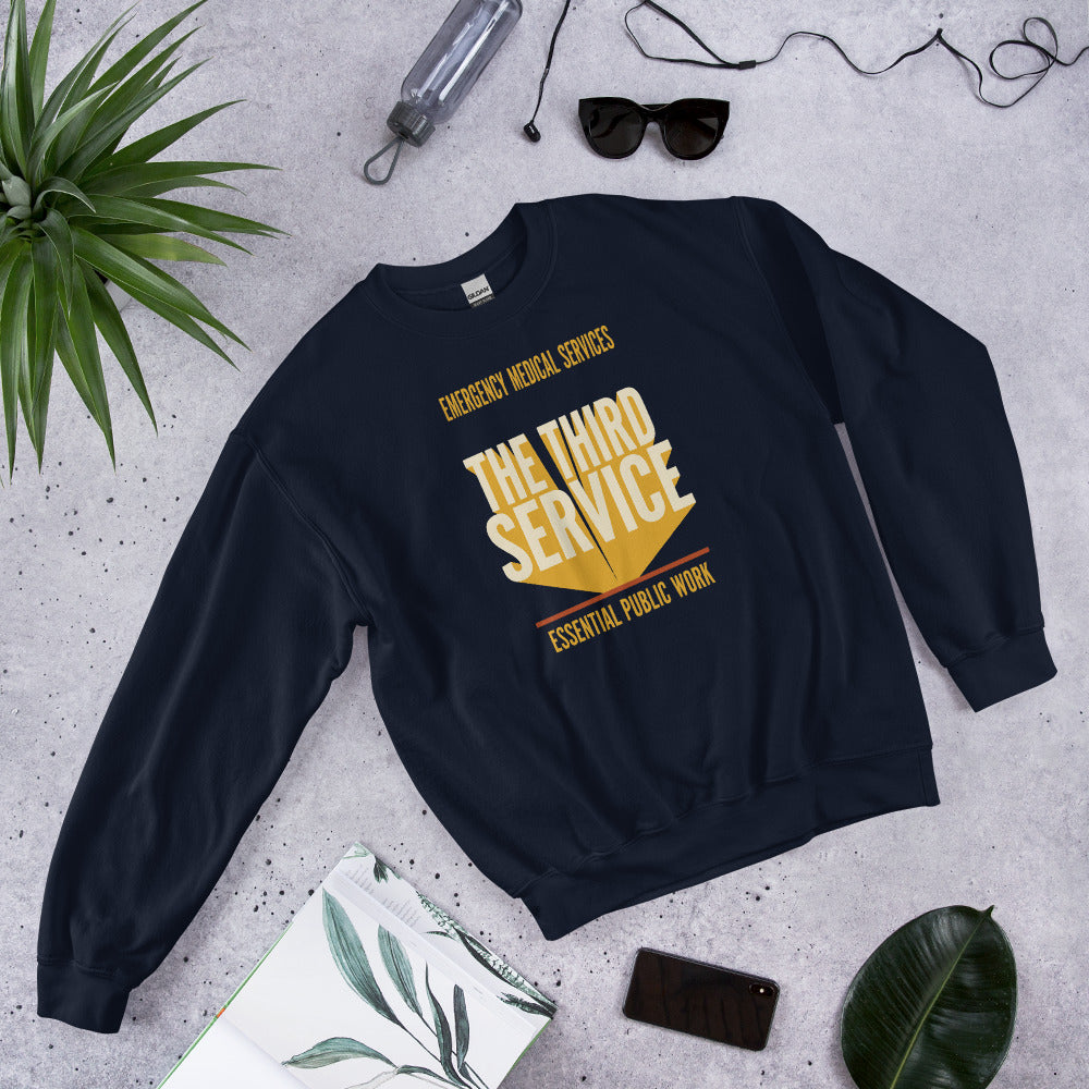 The Third Service EMS crewneck sweatshirt — Navy, flat lay