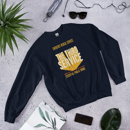The Third Service EMS crewneck sweatshirt — Navy, flat lay