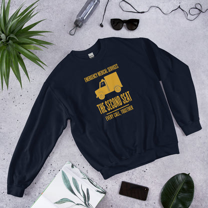 The Second Seat EMS paramedic crewneck — Navy, flat lay