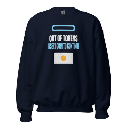 Insert Coin To Continue out of tokens crewneck sweatshirt — Navy, front
