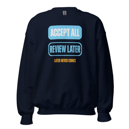 Accept All Review Later crewneck sweatshirt — Navy, front