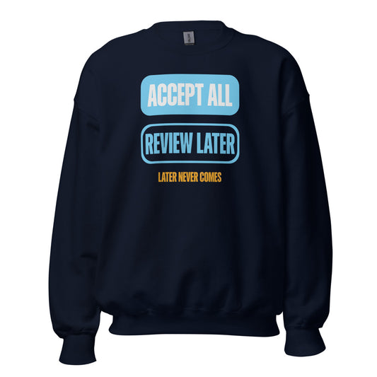 Accept All Review Later crewneck sweatshirt — Navy, front