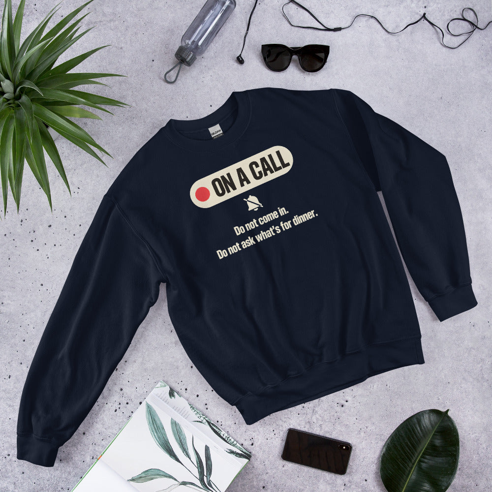 On A Call do not disturb status crewneck sweatshirt — Navy, flat lay