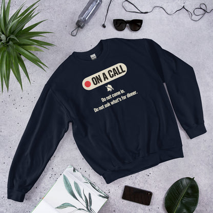 On A Call do not disturb status crewneck sweatshirt — Navy, flat lay