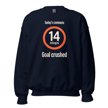 Today's Commute 14 Steps work from home crewneck sweatshirt — Navy, front