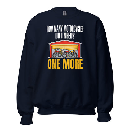 One More funny motorcycle crewneck sweatshirt — Navy, front
