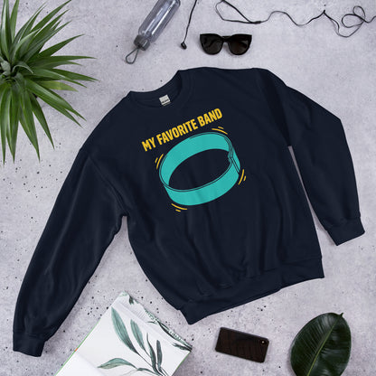 My Favorite Band funny physical therapy crewneck sweatshirt — Navy, flat lay