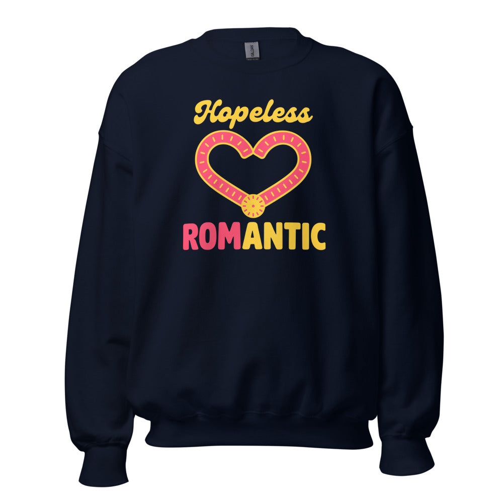 Hopeless ROMantic funny physical therapy crewneck sweatshirt — Navy, front