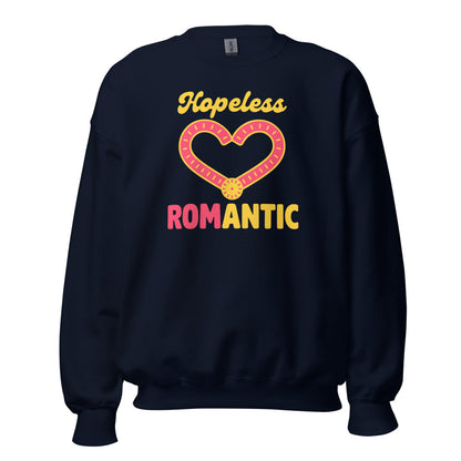 Hopeless ROMantic funny physical therapy crewneck sweatshirt — Navy, front