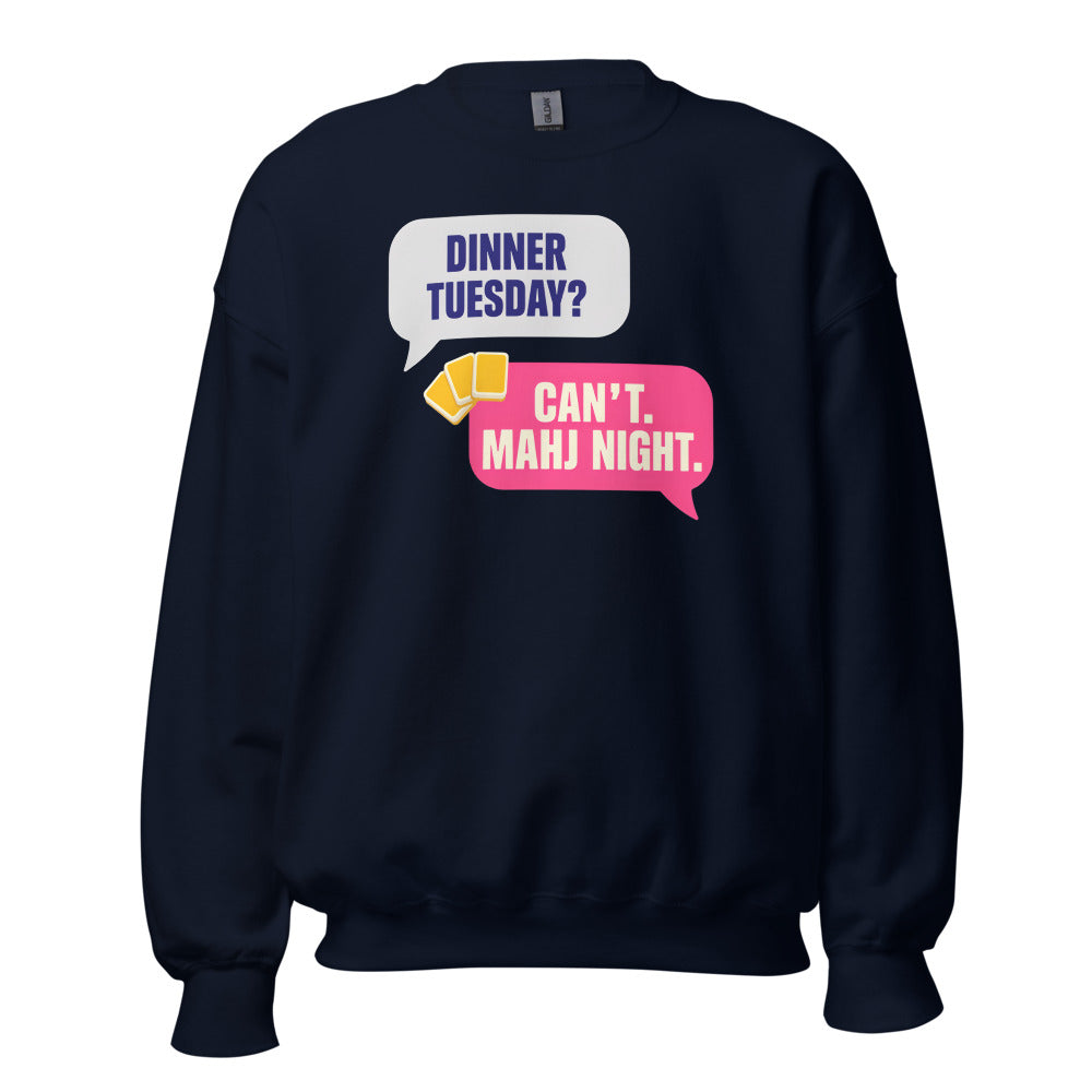 Mahj Night funny mahjong crewneck sweatshirt — Navy, front