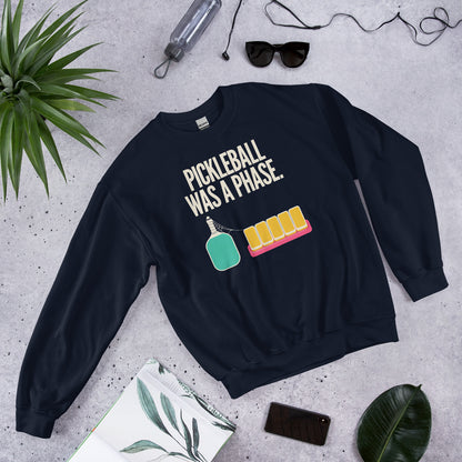 Pickleball Was A Phase funny mahjong crewneck sweatshirt — Navy, flat lay
