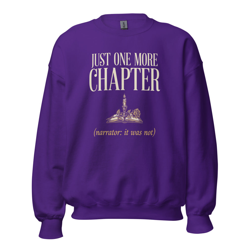 Just One More Chapter book lover dark academia crewneck sweatshirt — Purple, front