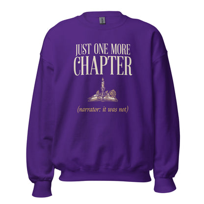 Just One More Chapter book lover dark academia crewneck sweatshirt — Purple, front