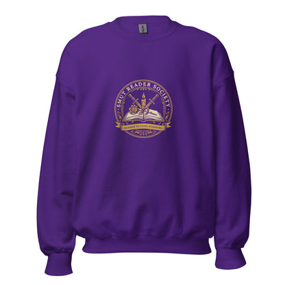 Smut Reader Society book lover dark academia crewneck sweatshirt — Purple, front