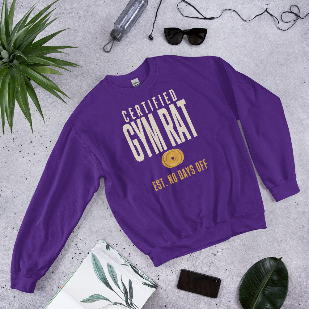Certified Gym Rat vintage athletic crewneck sweatshirt — Purple, front-right