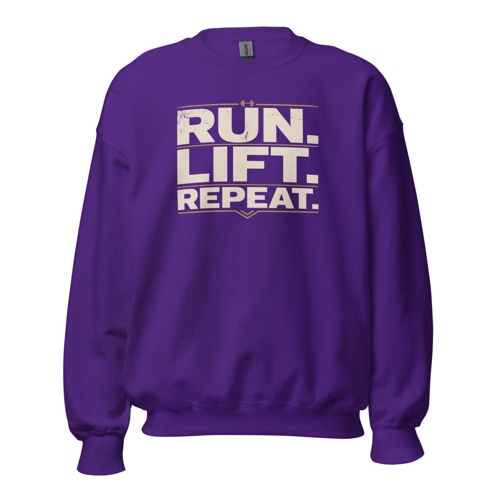 Run Lift Repeat vintage athletic crewneck sweatshirt — Purple, front